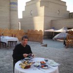 Uzbekistan: Khiva lunch at the outdoor Bir Gumbaz restaurant.
