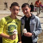 Uzbekistan: Khiva Teen students with ice cream.