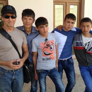 Uzbekistan: Khiva Michael with young students.