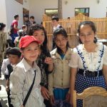 Uzbekistan: Khiva Young girl students at a restaurant.