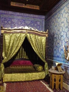 Uzbekistan: Khiva A Tosh Hovli Palace bedroom. The khan used to