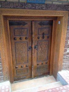 Uzbekistan: Bukhara ornate carved entry door