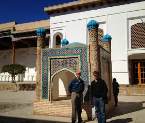 Uzbekistan: Bukhara In the courtyard of the Mausoleum of Bahauddin Naqshbandi.