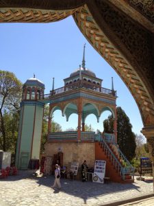 Uzbekistan: Bukhara Viewing porch of the Sitorai Mokhi-Khosa Summer Palace: the