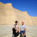 Uzbekistan: Bukhara Michael and Richard outside the massive brick walls of