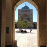 Uzbekistan: Bukhara view of ????Kalon Mosque main entrance.