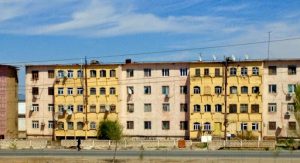 Uzbekistan: Nukus Soviet built apartment blocks with no elevators.