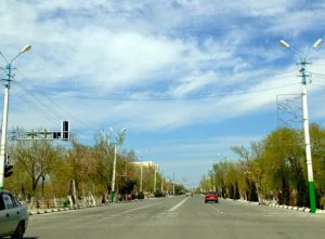 Uzbekistan: Nukus A main street.