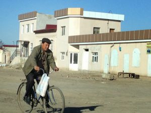 Uzbekistan: Nukus Local transport on unpaved back streets in town.
