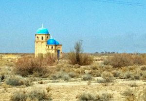 Uzbekistan: Nukus Small mosque in the middle of nowhere.