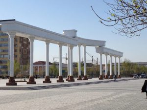 Uzbekistan: Moynaq Memorial structure.