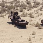 Uzbekistan: Muynak Aral Sea dry ????bed rusting boats.