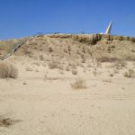 Uzbekistan: Muynak Looking up from Aral Sea dry bed.