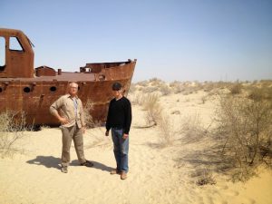 Uzbekistan: Muynak Close-up of rusting boats.