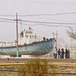 Uzbekistan: Muynak Dry land memorial to the former fishing fleet.