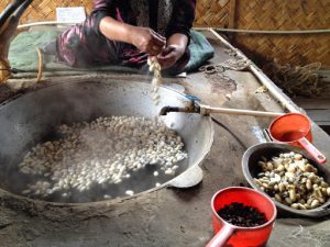 Uzbekistan: ????Margilan city???? Famous silk making starts with boiling silk worm