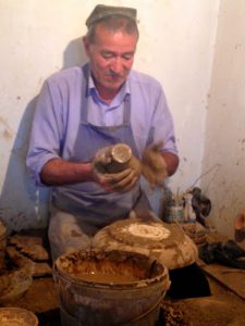 Uzbekistan: Fergana Valley, Rishton  Rustam Usmanov master pottery maker.