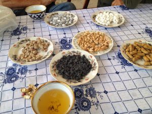Uzbekistan: Fergana Valley, Rishton snacks for visitors.