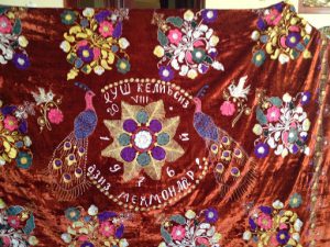 Uzbekistan: Fergana Valley, Rishton richly crocheted blanket (probably for a wedding