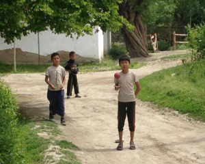 Uzbekistan: Fergana Valley, Rishton Neighborhood (mahalla) of the Bahrom family weavers.