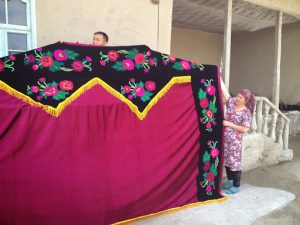 Uzbekistan: Fergana Valley, Rishton The Bahrom family weavers also sell large