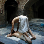 Uzbekistan: Bukhara Bozori Cord hammam; another massage position that stretches the