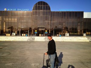 Uzbekistan: Nukus Nukus airport terminal. Like many tourists, after we finished driving