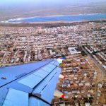 Uzbekistan: Nukus Flying over Nukus a large lake is seen in