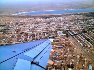 Uzbekistan: Nukus Flying over Nukus a large lake is seen in