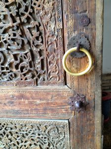 Uzbekistan: Kokand City Khan Palace front door detail.