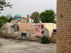 Uzbekistan: Kokand Damai-Shakom necropolis (cemetery) graves.