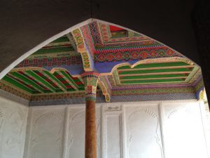 Uzbekistan: Kokand ceiling of the entry to the Damai-Shakom necropolis (cemetery).