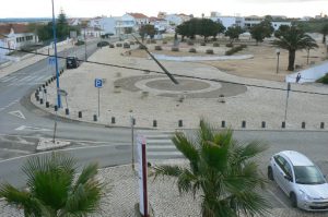 Portugal, Sagres Town: overlooking the park with sun dial and