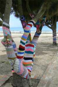 Portugal, Sagres Town: colorful knitted limb covers