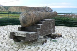 Portugal, Sagres Town: antique cannon salvaged from the sea