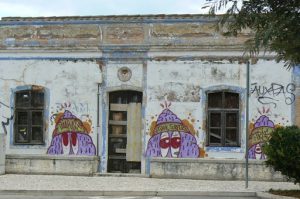 Portugal, Sagres Town: old building as a graffiti palette