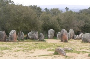 Portugal, Evora: The Cromlech of the Almendres megalithic complex (a circle