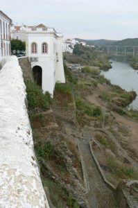 Portugal, Mertola: the Guadiana River flows by the town; the river