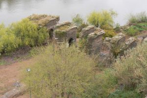 Portugal, Mertola: remnants of a previous  bridge over the Guadiana