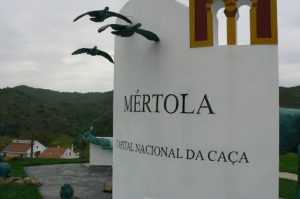 Portugal, Mertola: The entrance monument is modern and decorated with wildlife