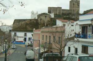 Portugal, Mertola: narrow streets below the castle with partial view of