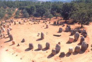 Portugal, Evora: overview of the Cromlech of the Almendres  (circle