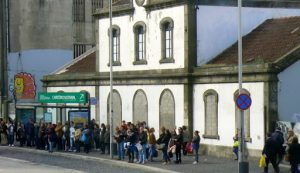 Portugal, Porto City: workers and students waiting for public transportation
