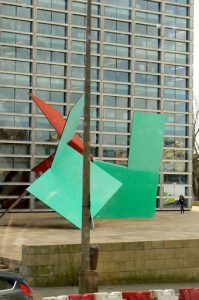 Portugal, Porto City: modern sculpture  in front of an office