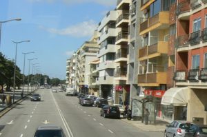 Portugal, Porto City: condo buildings  along the oceanfront boulevard