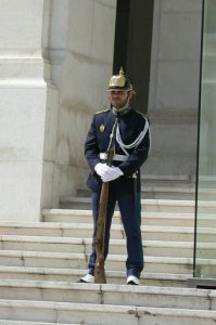 Portugal, Lisbon: parliament building guard