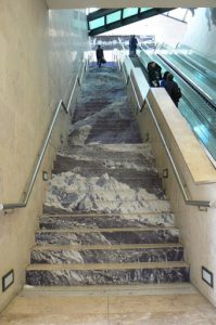 Portugal, Lisbon: decorative stair risers with geological details