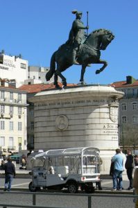 Portugal, Lisbon: Plaza Commercio statue of King Dom Jose I (6 June