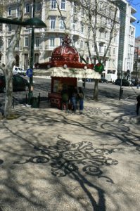 Portugal, Lisbon: shadows and mosaic tiles