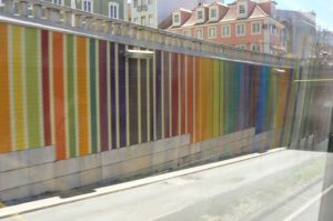 Portugal, Lisbon: colorful rainbow wall